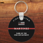 Porte-clés Service d'incendie de la ligne rouge mince (Recto)