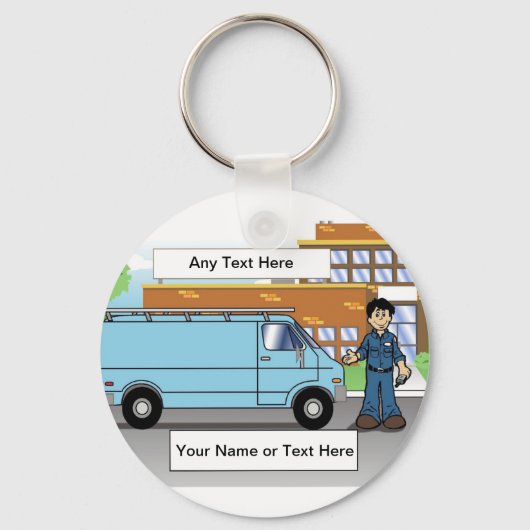 Porte-clés Service Van Blue, entrepreneur - Cartographie masc (Recto)