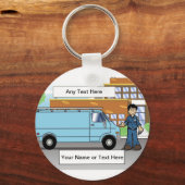 Porte-clés Service Van Blue, entrepreneur - Cartographie masc (Recto)