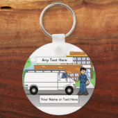 Porte-clés Service Van white Cartoon par PrintedPerfection.co (Recto)