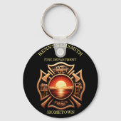Porte-clés Services d'incendie Insigne d'honneur Noir et roug (Recto)