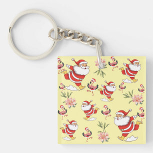 Porte-clés Serviettes à motif de Noël Santa Flamant Tropical