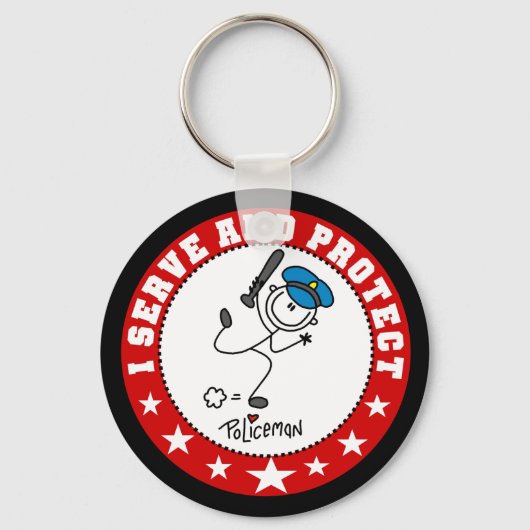 Porte-clés Servir et protéger le policier (Recto)