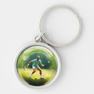 Porte-clés "Servir le jeu : Joueur de Tennis dans une balle d