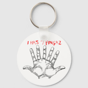 Porte-clés seven_fingered_hand, I HAS 7 FINGAZ