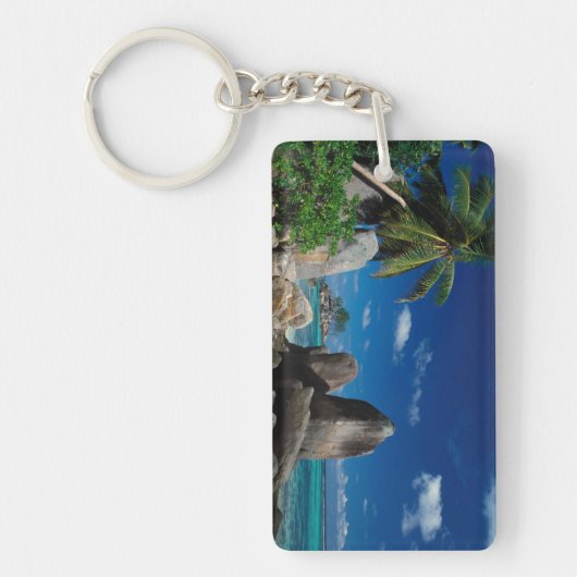 Porte-clés Seychelles, île de Mahe, plage d'Anse Royale. (Devant)