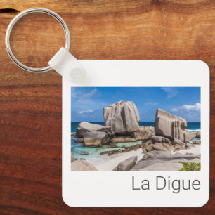 Porte-clés Seychelles La Digue Anse Marron Beach Vintage