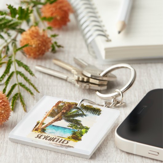Porte-clés Seychelles Vue panoramique des îles tropicales (Devant Droit)