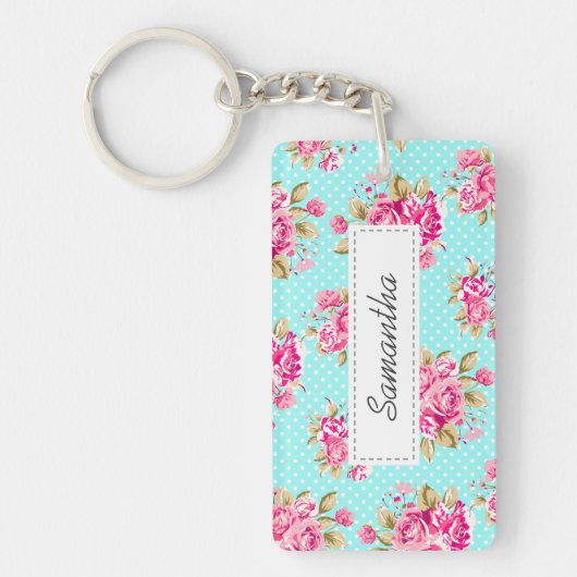 Porte-clés Shabby Chic Floral Roses (Devant)