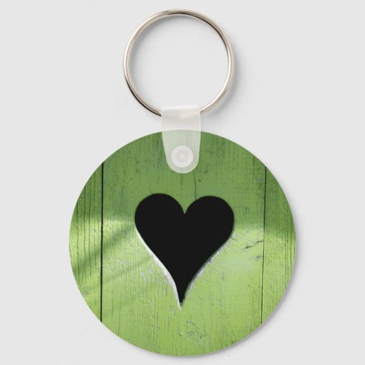 Porte-clés SHABBYCHIC coeur en bois vert noir (Recto)