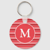 Porte-clés Shades of Red and White Striped Monogrammed (Verso)