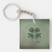 Porte-clés Shamrock Colover  St.Patrick`s Day Green Leather  (Devant)
