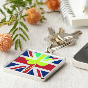 Porte-clés Shamrock du drapeau irlandais britannique Clover S