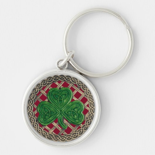Porte-clés Shamrock Et Celtique Noeuds Porte - clé Rouge (Devant)