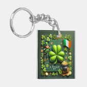 Porte-clés Shamrock irlandais et drapeau Saint Patrick's Day (Devant gauche)