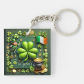 Porte-clés Shamrock irlandais et drapeau Saint Patrick's Day (Dos)