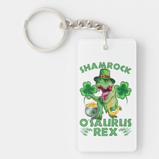 Porte-clés Shamrock O'saurus Rex | Saint Patrick's Day (Devant)