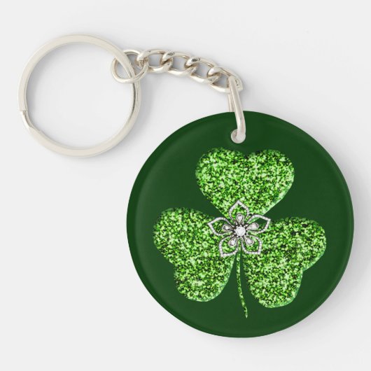 Porte-clés Shamrock parties scintillant Et Porte - clé Fleur (Devant)