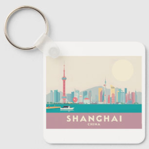 Porte-clés Shanghai Chine Le Bund Pastel Travel