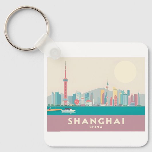 Porte-clés Shanghai Chine Le Bund Pastel Travel (Recto)