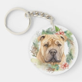 Porte-clés Shar Pei Christmas Wreath Festive Pup (Devant)