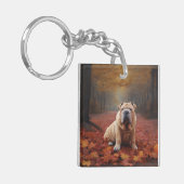 Porte-clés Shar Pei dans l'automne Feuilles automne Inspire (Devant gauche)