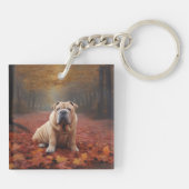 Porte-clés Shar Pei dans l'automne Feuilles automne Inspire (Dos)