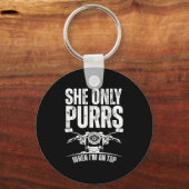 Porte-clés She Only Purrs When I'm On Top Funny Motorcycle Ri (Recto)