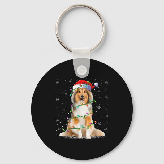 Porte-clés Sheltie Dog Lover Xmas Lighting Santa Sheltie Chri (Recto)