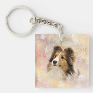 Porte-clés Sheltie font face