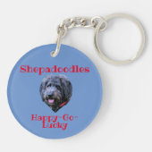 Porte-clés Shepadoodle Portrait Inconditionnel Amour Bleu (Dos)