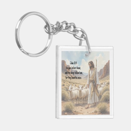 Porte-clés Shepherd goes before them Bible Scripture (Devant gauche)