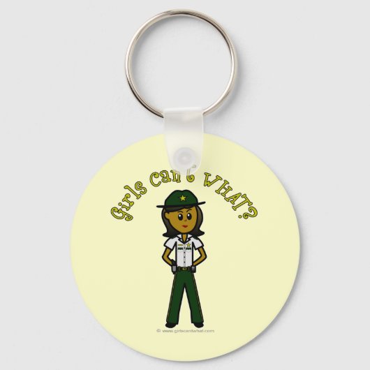 Porte-clés Sheriff Femme foncée en uniforme vert (Recto)
