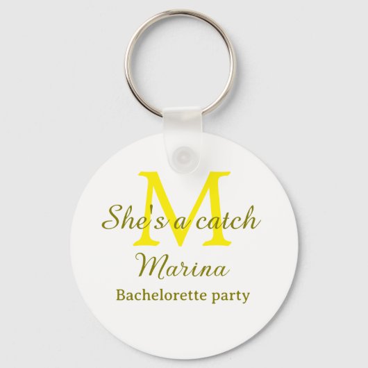 Porte-clés She's a catch yellow monogram bachelorette party n (Recto)