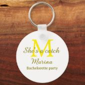 Porte-clés She's a catch yellow monogram bachelorette party n (Recto)