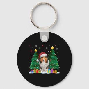 Porte-clés Shetland Sheepdog Amoureux des chiens Santa Hat No