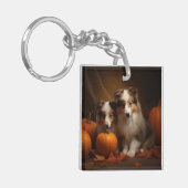 Porte-clés Shetland Sheepdog Chiot Chiot Automne Citrouille d (Devant gauche)