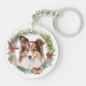 Porte-clés Shetland Sheepdog Christmas Wreath Festive Pup (Dos)
