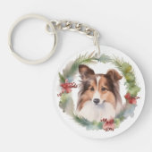 Porte-clés Shetland Sheepdog Christmas Wreath Festive Pup (Devant)