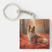 Porte-clés Shetland Sheepdog en automne Feuilles automne Insp (Devant)