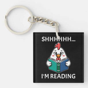 Porte-clés Shh I'm Lecture Livre Lecture Chicken Book Louveur