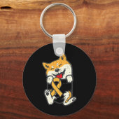 Porte-clés Shiba Inu Cancer de l'Enfance Ruban Sensibilisatio (Recto)