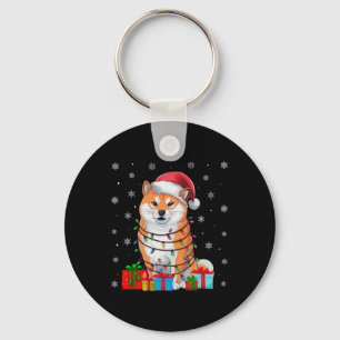 Porte-clés Shiba Inu Chien lâche les lumières de Noël Père No