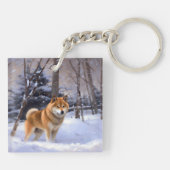 Porte-clés Shiba Inu Laissez Neige Noël (Dos)