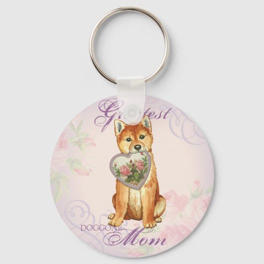 Porte-clés Shiba Inu Maman du coeur (Recto)