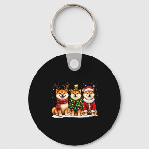 Porte-clés Shiba Inu Noël Rétro Santa Renne Amateur de Chien