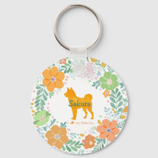 Porte-clés Shiba Inu Orange Pastel Nom et Photo Personnalisés