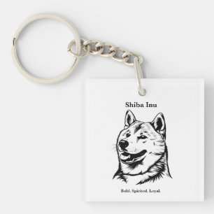 Porte-clés Shiba Inu Portrait Ligne Noire Illustration