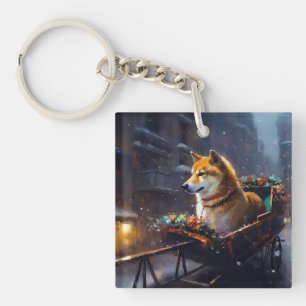 Porte-clés Shiba Inu Saison des Fêtes de Noël