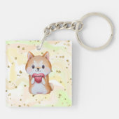Porte-clés Shiba Inu Tenir Un Coeur (Dos)